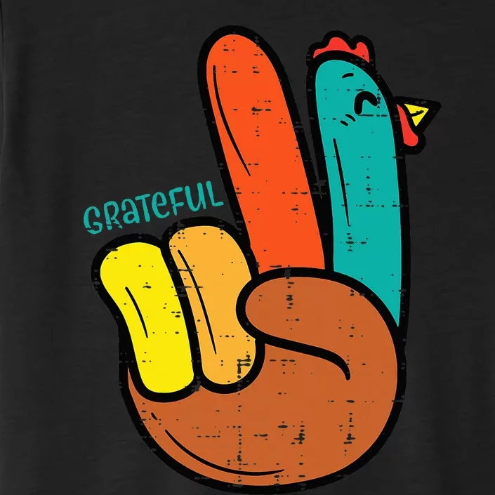 Peace Hand Turkey Grateful Thanksgiving Hippi ChromaSoft Performance T-Shirt