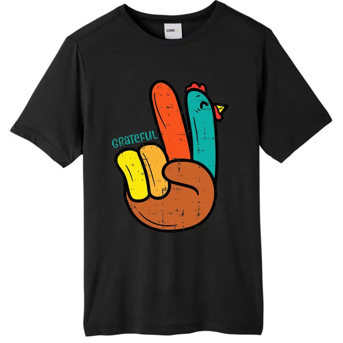 Peace Hand Turkey Grateful Thanksgiving Hippi ChromaSoft Performance T-Shirt