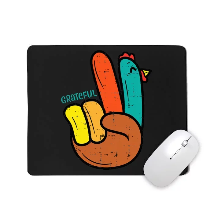 Peace Hand Turkey Grateful Thanksgiving Hippi Mousepad