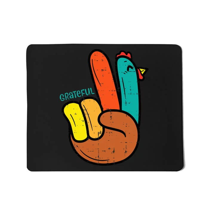 Peace Hand Turkey Grateful Thanksgiving Hippi Mousepad