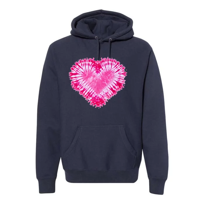 Pink Heart Tie Dye Valentines Day Premium Hoodie