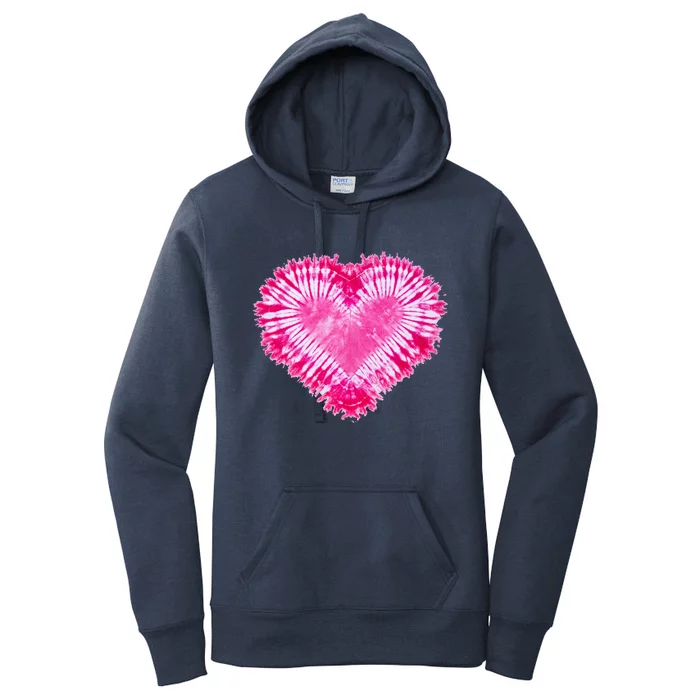 Pink Heart Tie Dye Valentines Day Women's Pullover Hoodie