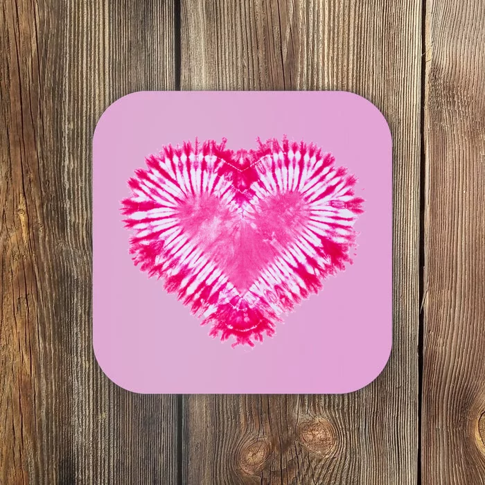 Pink Heart Tie Dye Valentines Day Coaster