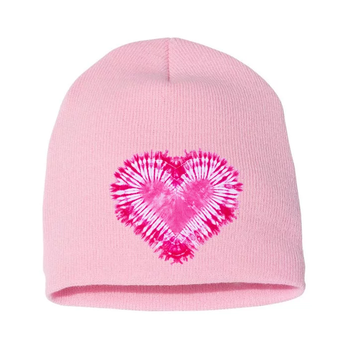 Pink Heart Tie Dye Valentines Day Short Acrylic Beanie