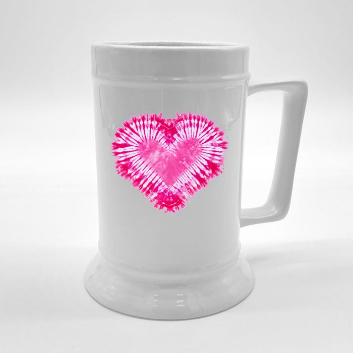 Pink Heart Tie Dye Valentines Day Front & Back Beer Stein