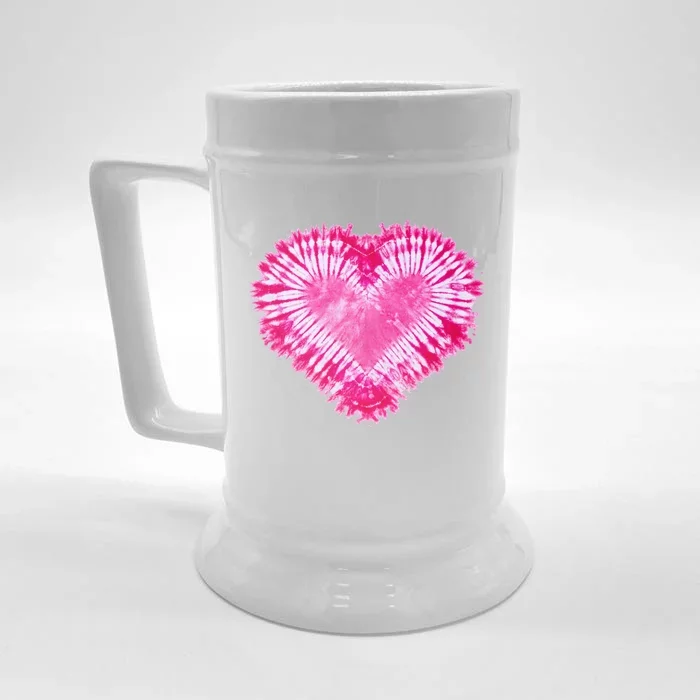 Pink Heart Tie Dye Valentines Day Front & Back Beer Stein