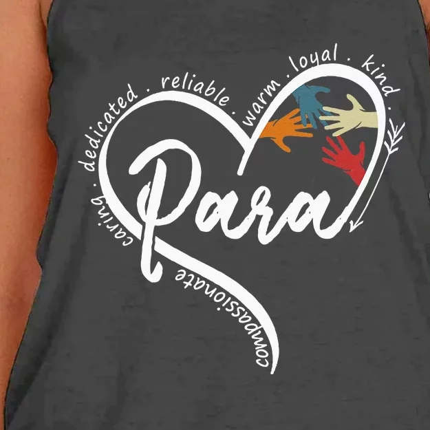 Para Heart Teacher Paraprofessional Paraeducator Women's Knotted Racerback Tank