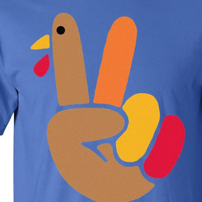 Peace Hand Turkey Design For Ugly Thanksgiving Funny Idea Funny Tall T-Shirt