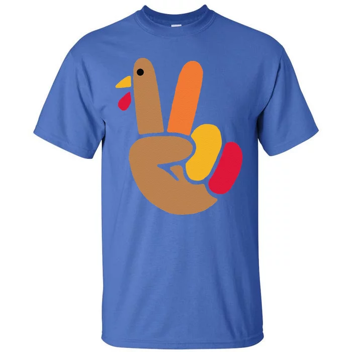 Peace Hand Turkey Design For Ugly Thanksgiving Funny Idea Funny Tall T-Shirt