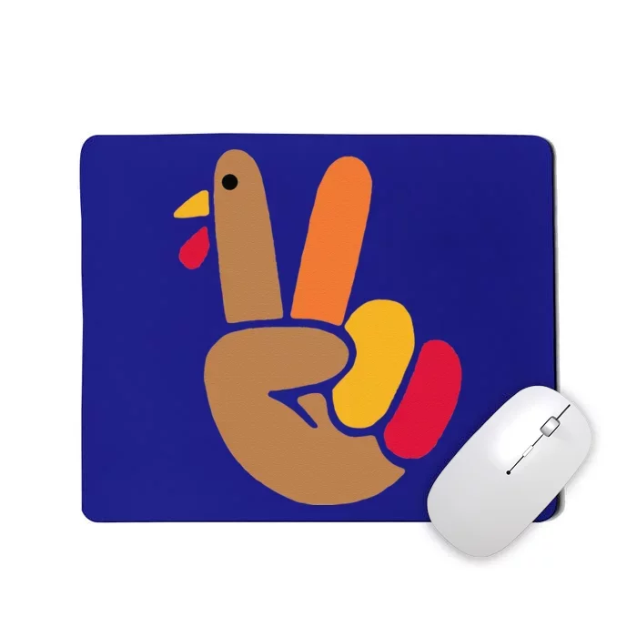 Peace Hand Turkey Design For Ugly Thanksgiving Funny Idea Funny Mousepad