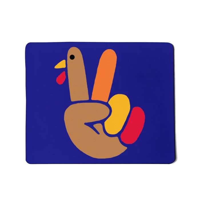 Peace Hand Turkey Design For Ugly Thanksgiving Funny Idea Funny Mousepad