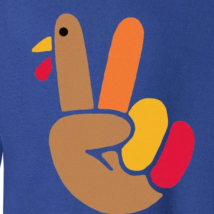 Peace Hand Turkey Design For Ugly Thanksgiving Funny Idea Funny Toddler Sweatshirt