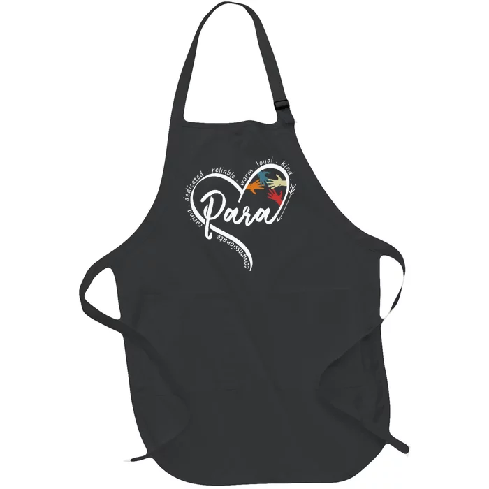 Para Heart Teacher Paraprofessional Paraeducator Full-Length Apron With Pocket