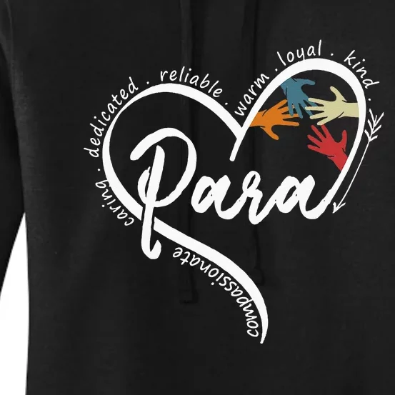 Para Heart Teacher Paraprofessional Paraeducator Women's Pullover Hoodie