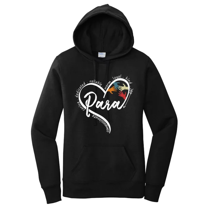 Para Heart Teacher Paraprofessional Paraeducator Women's Pullover Hoodie