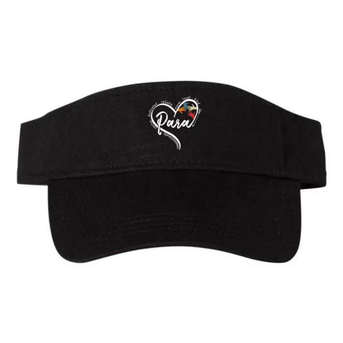 Para Heart Teacher Paraprofessional Paraeducator Valucap Bio-Washed Visor