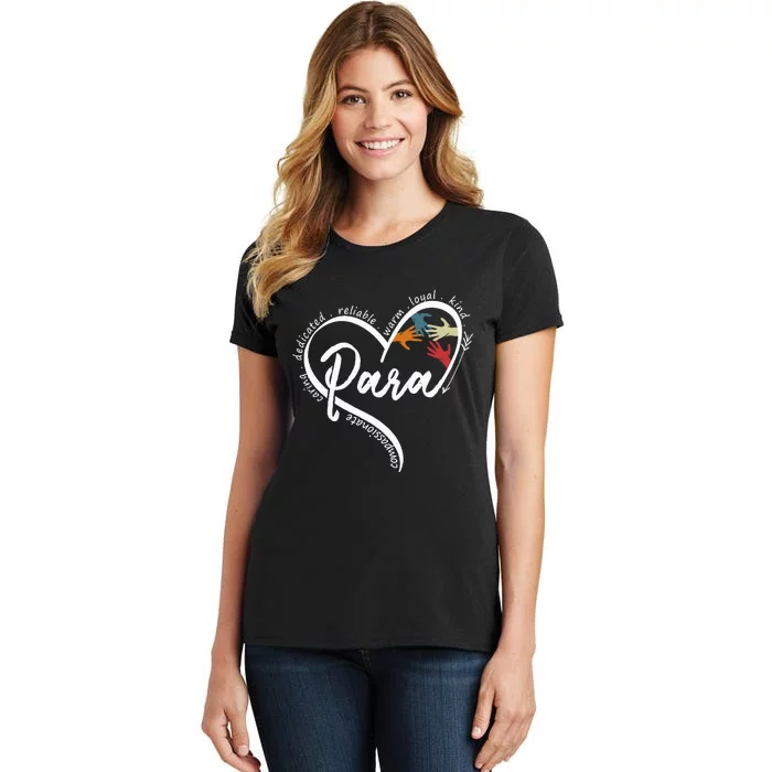 Para Heart Teacher Paraprofessional Paraeducator Women's T-Shirt