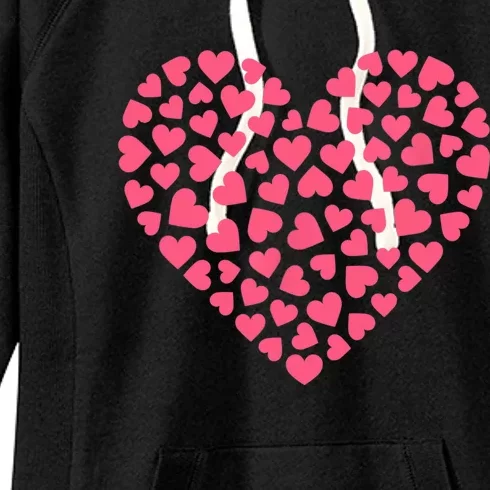 Pink Hearts Tee Cute Valentines Day Girl Wo Top Women's Fleece Hoodie