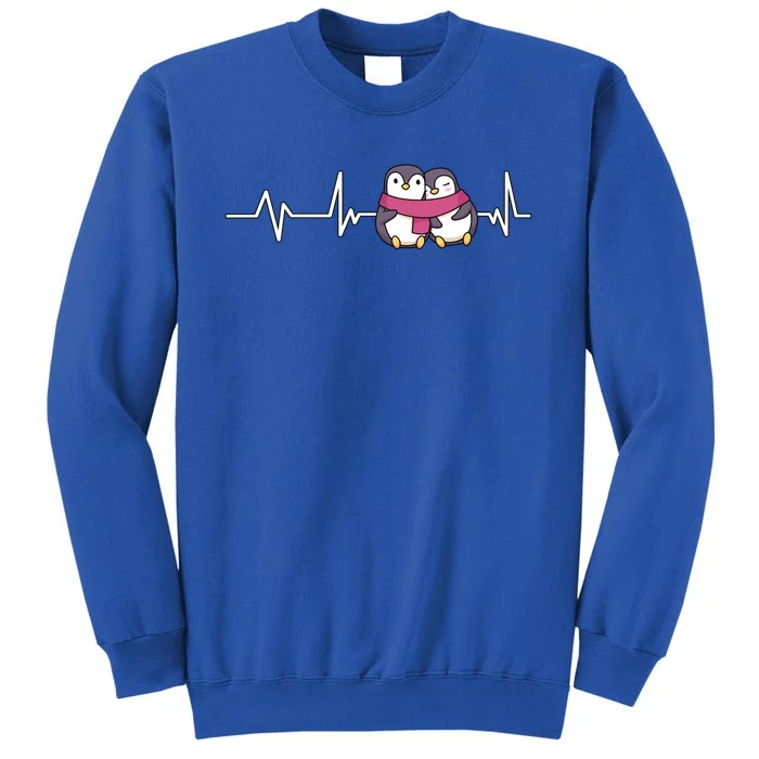 Penguin Heartbeat Valentine's Day Gift Penguin Gift Tall Sweatshirt