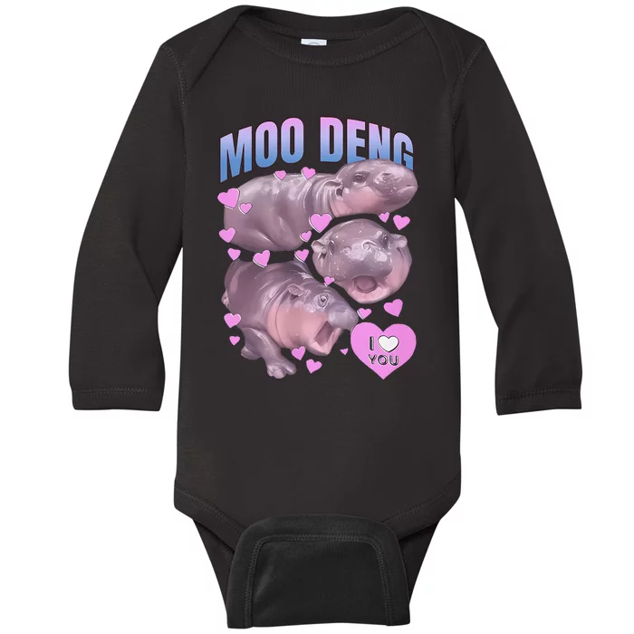 Pygmy Hippo Vintage Moo Dang Bootleg Baby Long Sleeve Bodysuit