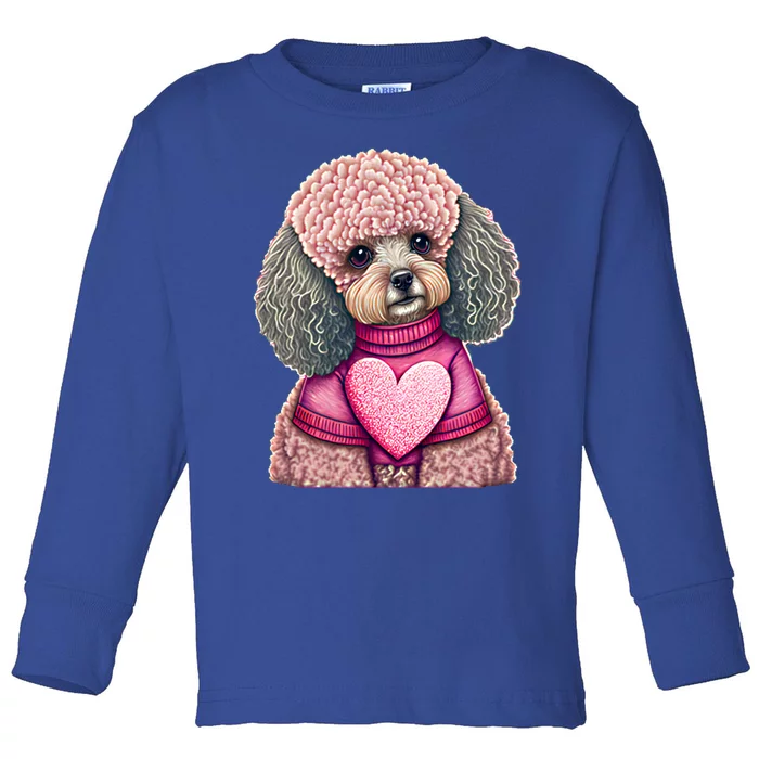 Poodle Happy Valentine's Day Heart Gift Toddler Long Sleeve Shirt