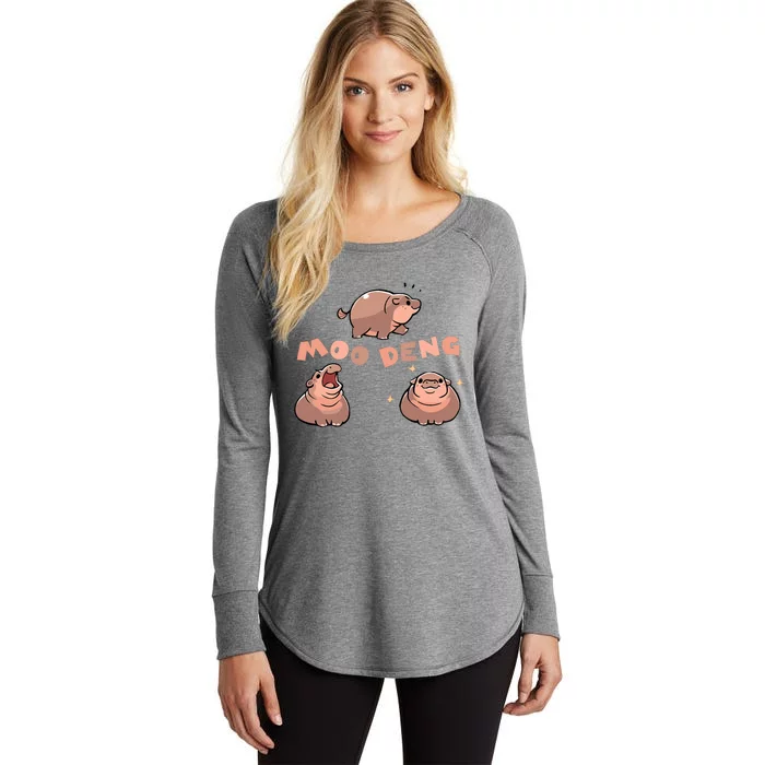 Pygmy Hippo Vintage Moo Dang Bootleg Funny Women's Perfect Tri Tunic Long Sleeve Shirt