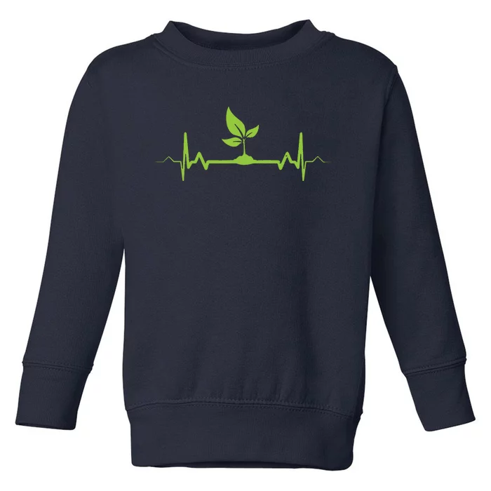 Plant Heartbeat Vegan Plant Lover Toddler Sweatshirt