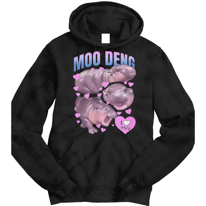 Pygmy Hippo Vintage Moo Dang Bootleg Funny Moodeng Gift Tie Dye Hoodie