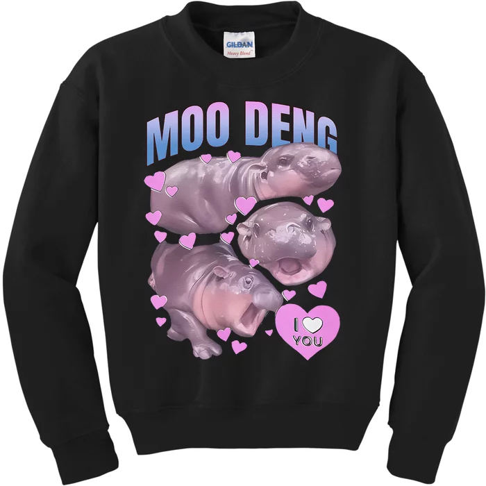 Pygmy Hippo Vintage Moo Dang Bootleg Funny Moodeng Gift Kids Sweatshirt