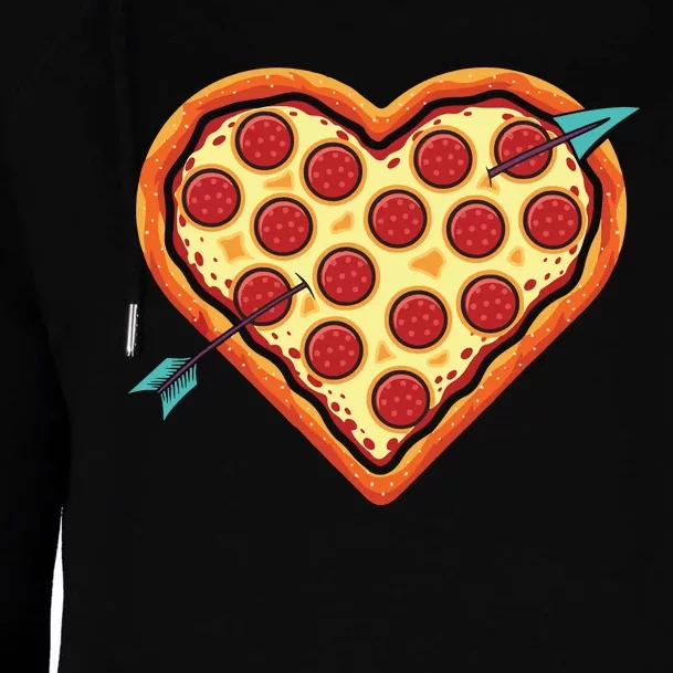 Pizza Heart Valentines Day Womens Funnel Neck Pullover Hood