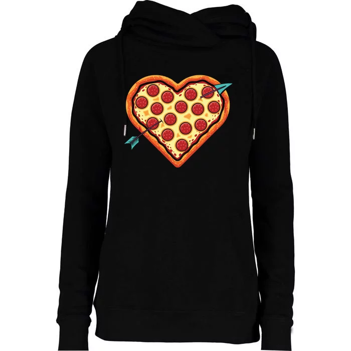 Pizza Heart Valentines Day Womens Funnel Neck Pullover Hood