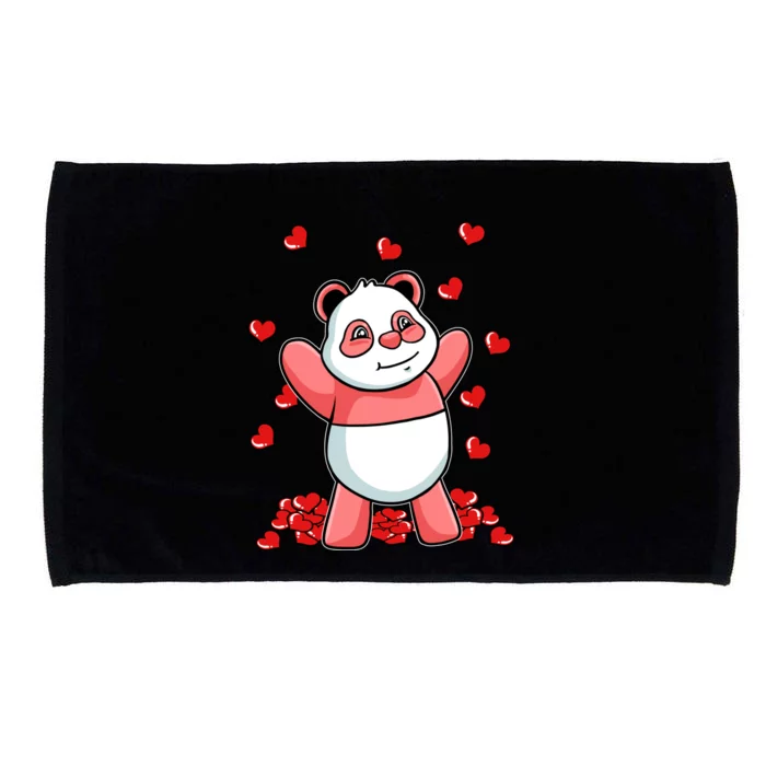 Panda Heart Valentines Day Cute Bear Animal Love Gift Microfiber Hand Towel