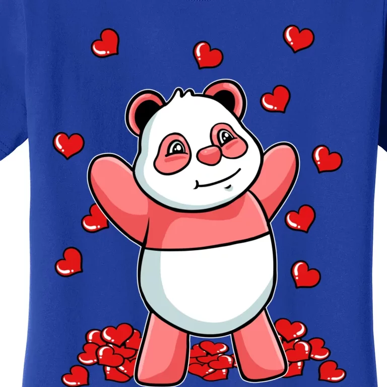 Panda Heart Valentines Day Cute Bear Animal Love Gift Women's T-Shirt