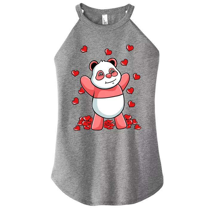 Panda Heart Valentines Day Cute Bear Animal Love Gift Women’s Perfect Tri Rocker Tank