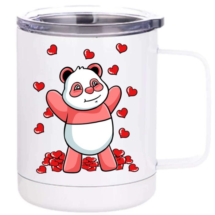 Panda Heart Valentines Day Cute Bear Animal Love Gift Front & Back 12oz Stainless Steel Tumbler Cup