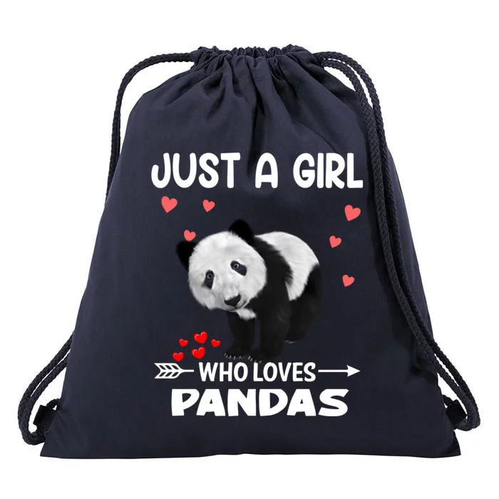 Panda Heart Valentines Day Gift Animal Bear Lover Gift Drawstring Bag