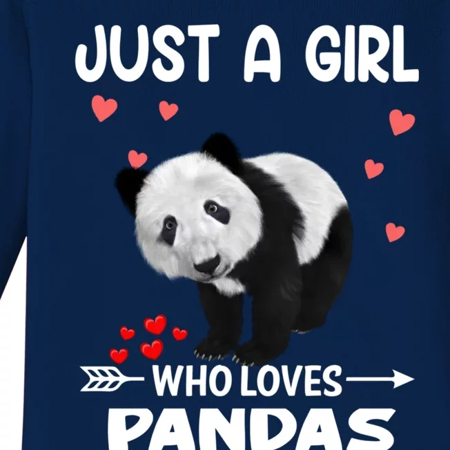 Panda Heart Valentines Day Gift Animal Bear Lover Gift Baby Long Sleeve Bodysuit