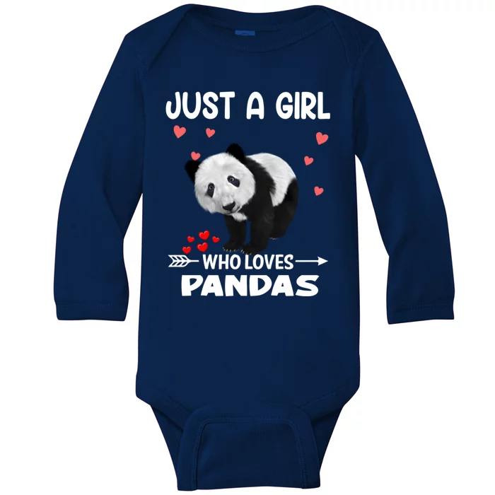 Panda Heart Valentines Day Gift Animal Bear Lover Gift Baby Long Sleeve Bodysuit