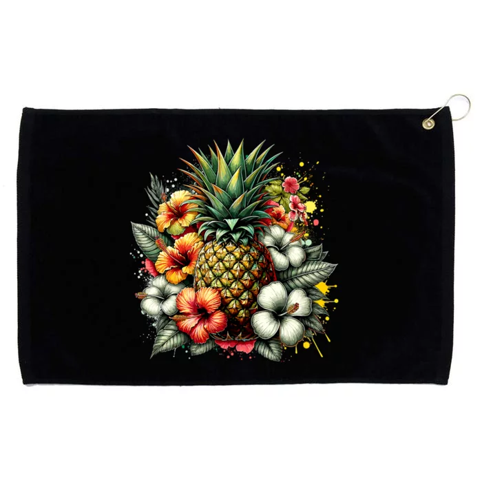 Pineapple Hawaii Vintage Hawaiian Floral Grommeted Golf Towel