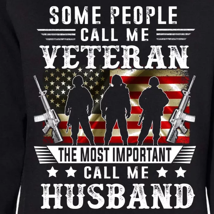 Proud Husband Veteran American Flag Gifts VeteranS Day Womens California Wash Sweatshirt