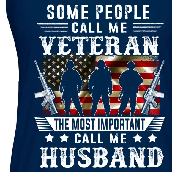 Proud Husband Veteran American Flag Gifts VeteranS Day Ladies Essential Flowy Tank