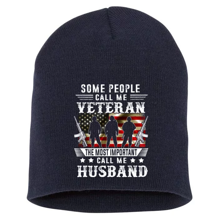 Proud Husband Veteran American Flag Gifts VeteranS Day Short Acrylic Beanie