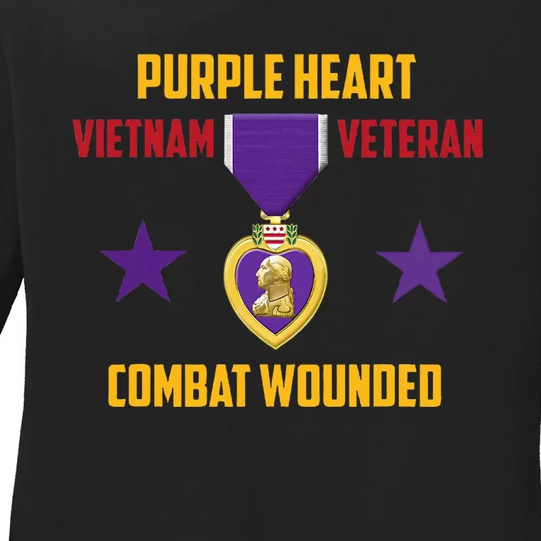 Purple Heart Vietnam Veteran Ladies Long Sleeve Shirt