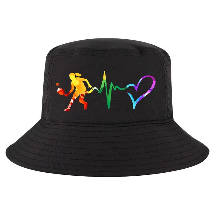 Pickleball Heartbeat Watercolor Cool Comfort Performance Bucket Hat