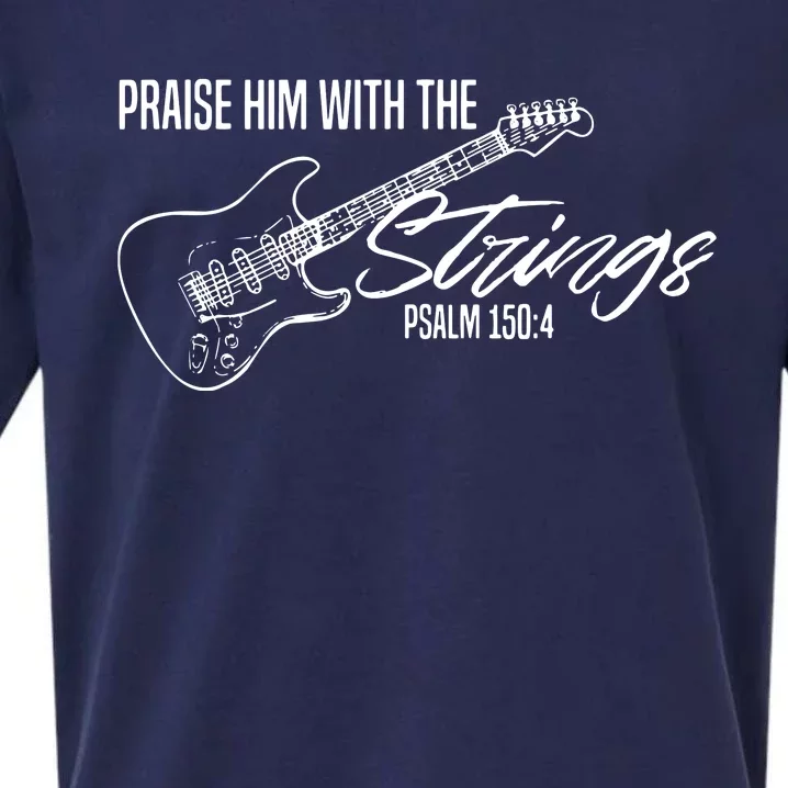 Praise Him With The Strings Christian Guitar God Worship Sueded Cloud Jersey T-Shirt