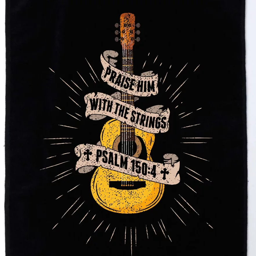 Praise Him With The Strings Jesus Acoustic Guitar Christian Platinum Collection Golf Towel