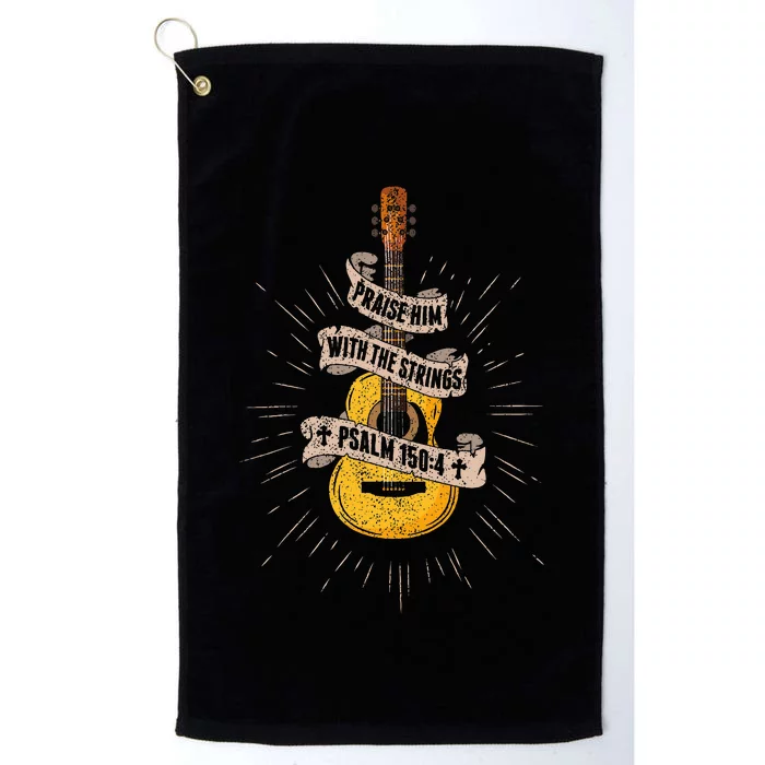 Praise Him With The Strings Jesus Acoustic Guitar Christian Platinum Collection Golf Towel