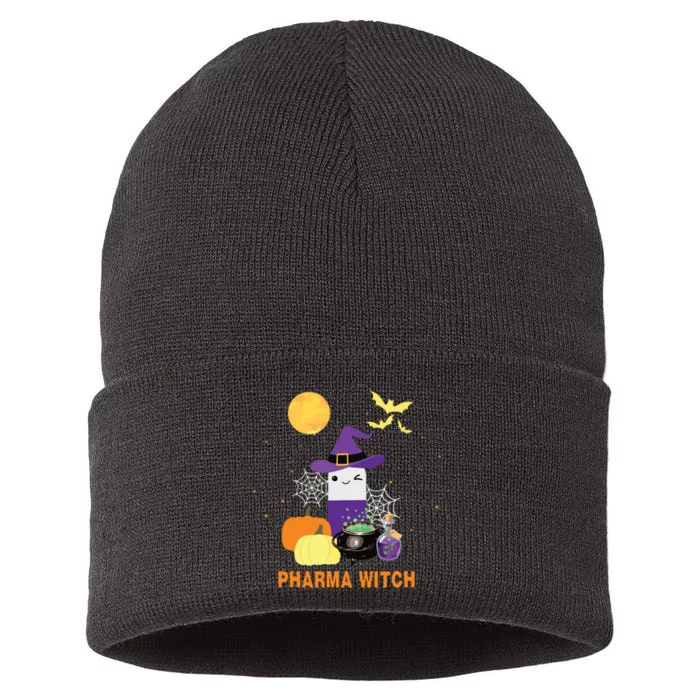 Pharmacist Halloween Women Pharmacy Tech Pharma Witch Sustainable Knit Beanie