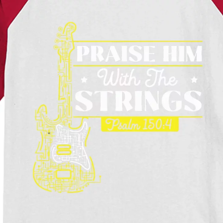 Praise Him With The Strings Bass Guitar Christian Guitarist Kids Colorblock Raglan Jersey