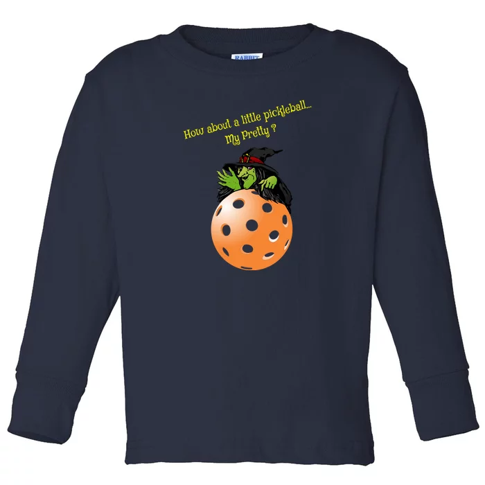 Pickleball Halloween Witch | Fun Pickleball | Great Pickleball Toddler Long Sleeve Shirt